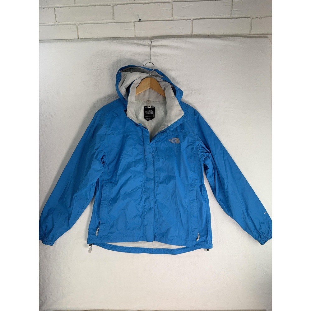 The North Face Jacket Womens Medium Blue HyVent Hooded Waterproof Rain Coat